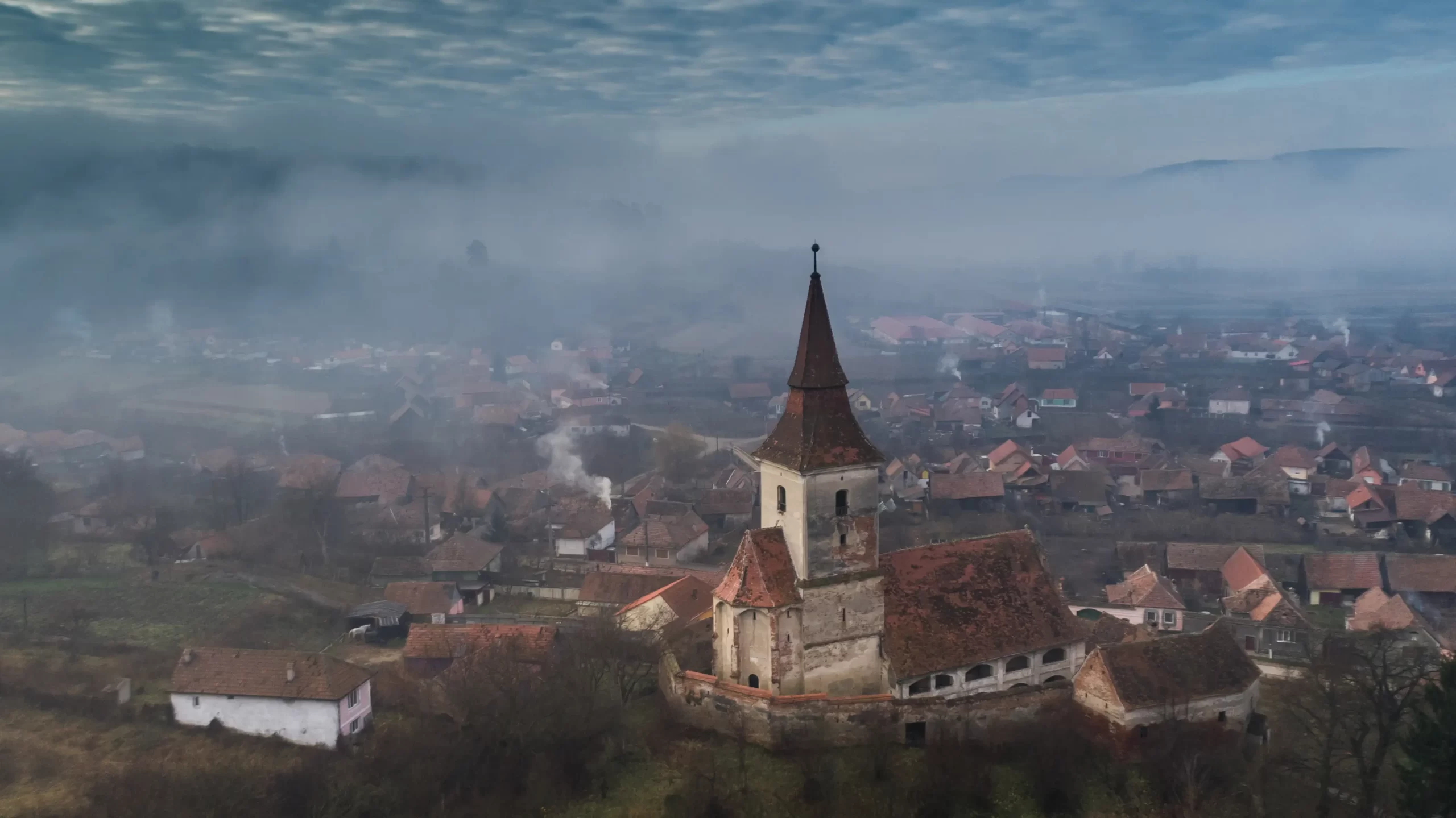 Agarbiciu fortified church near Sibiu. Transylvania, Romania